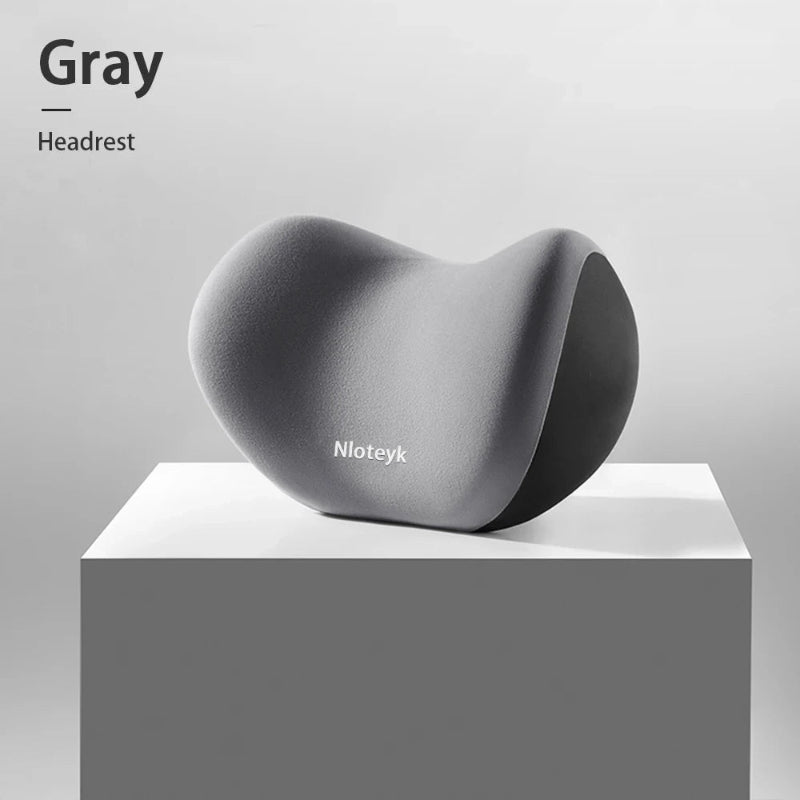 Car Neck Headrest Cushion Memory Foam Fibre Cover Black
