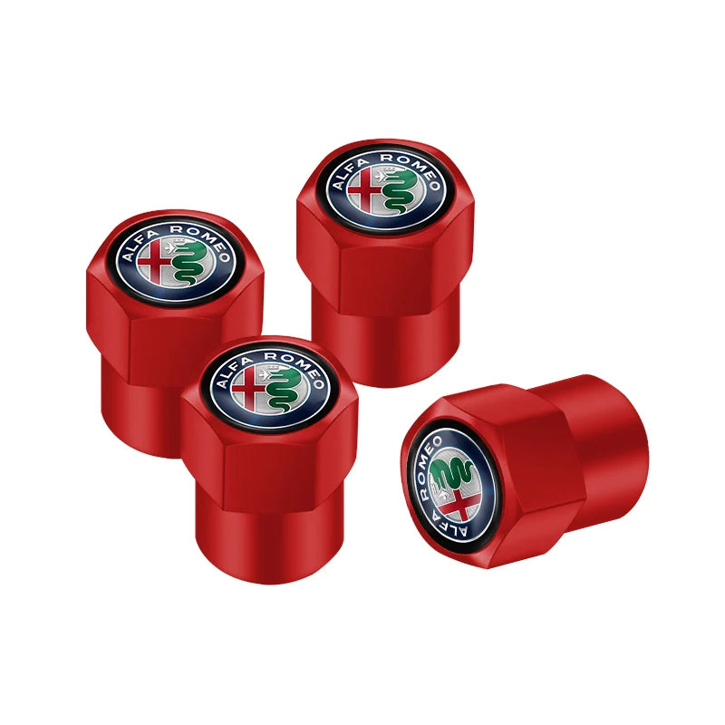 Valve Caps with Suede Keychain Alfa Romeo