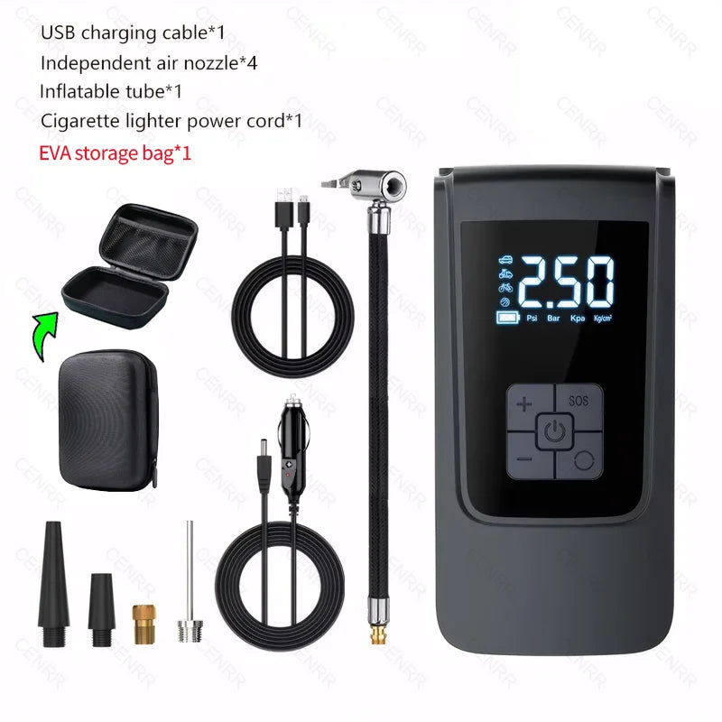 Tire Inflator Dual 7.4V 12V Power Option