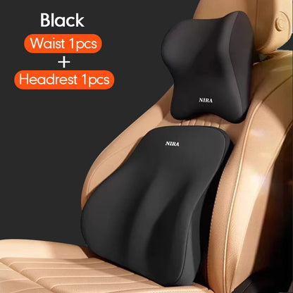 Ergonomic Car Neck Headrest Pillow Memory Foam Grey Side View