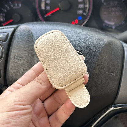 Universal Magnetic Leather Sunglasses Holder for Car Sun Visor Clip Glasses Case plus Card Ticket Holder Black