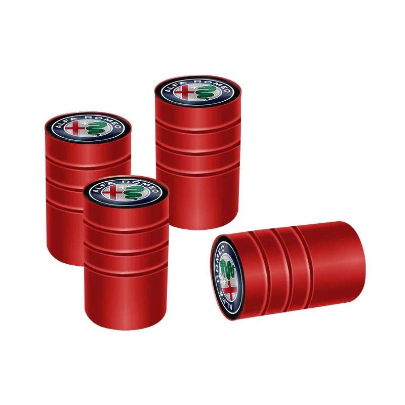 Valve Caps with Suede Keychain Alfa Romeo