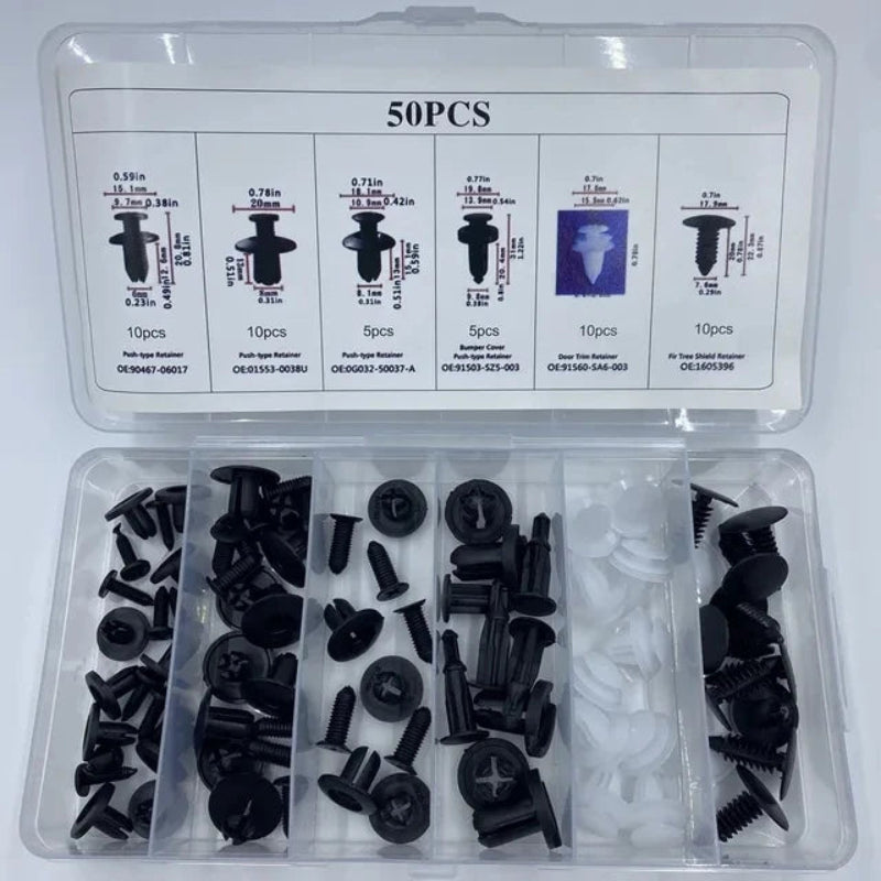 Car Door Trim Clip Retainer Pin Set Assorted 100 Piece