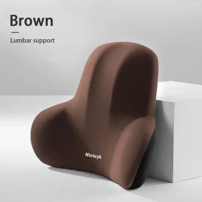 Memory Foam Car Headrest and Lumbar Support Pillow Set, Ergonomic Neck + Back Cushion