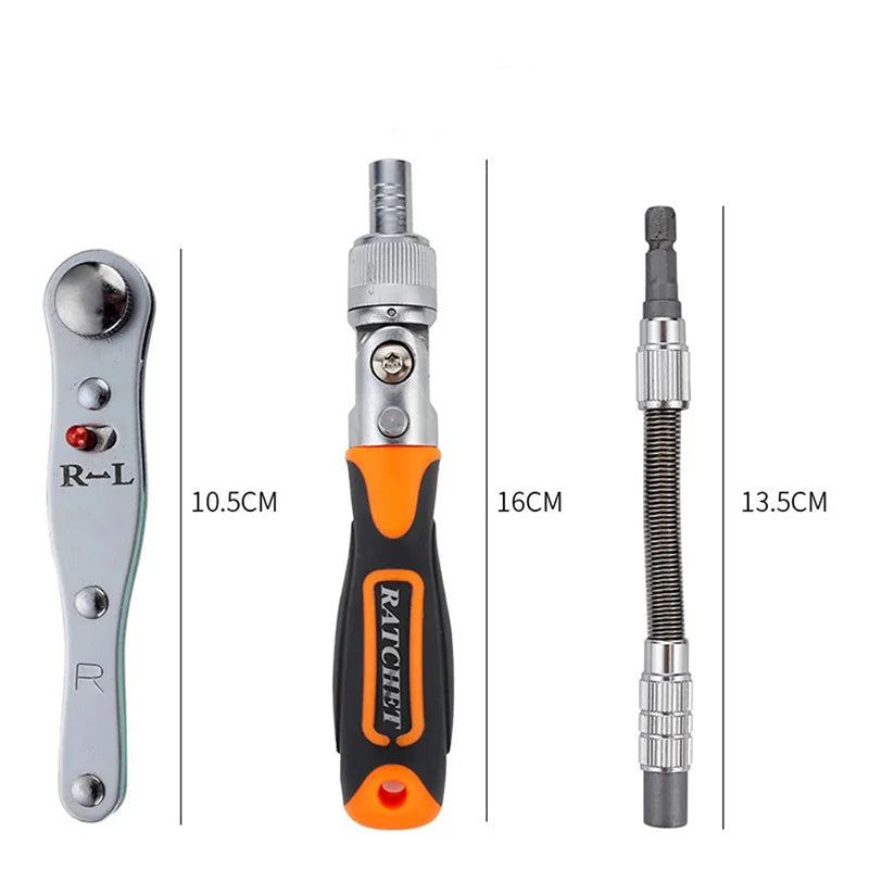 38-in-1 Socket Wrench Ratchet Screwdriver Set Portable Tool Kit