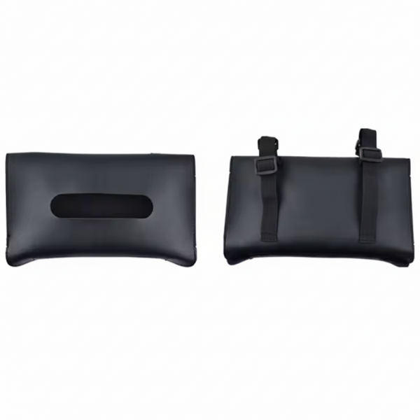 PU Leather Car Hanging Tissue Holder Elegant Black Tissue Box Organizer