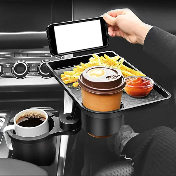 Car Cup Holder Expander with 360 Degree Adjustable Tray