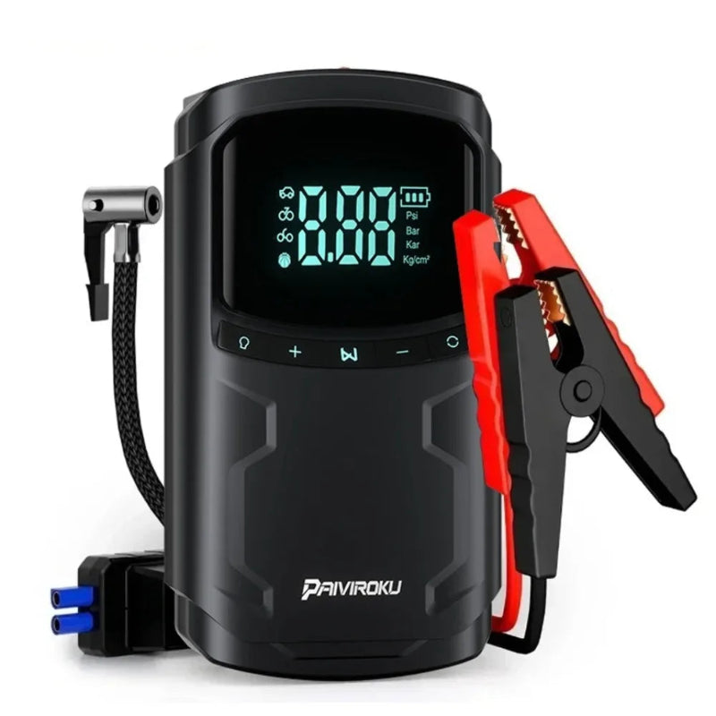 Jump Starter 12V Air Compressor 150PSI Power Bank LED SOS Front