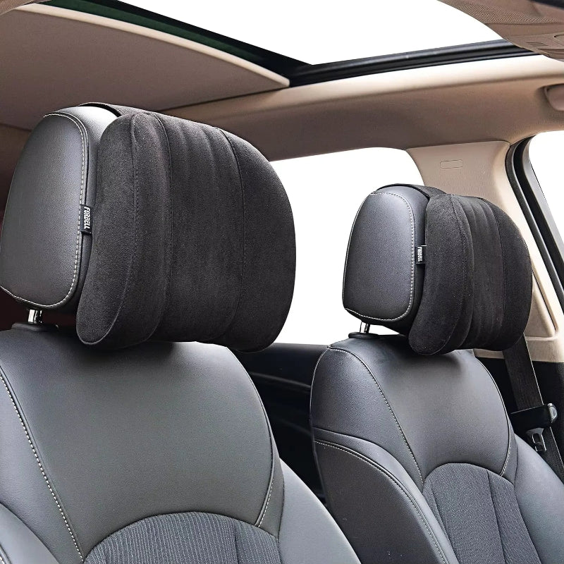 Car Neck Pillow Washable Suede Cover Memory Foam Black Colour