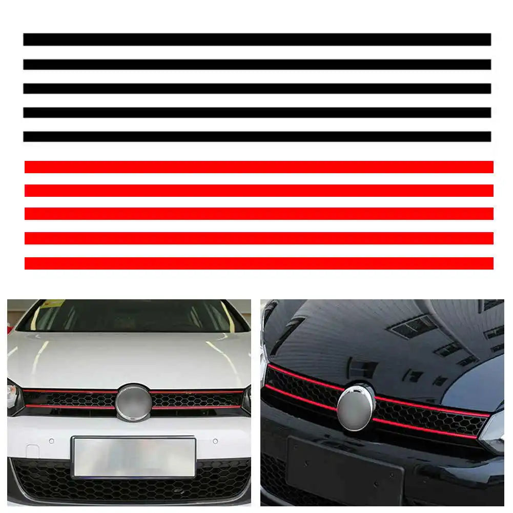 Car stickers with black and red stripes on a white background