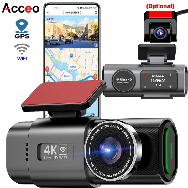 Dash Cam 4K UHD Car DVR (Wi-Fi + GPS + 24H Parking