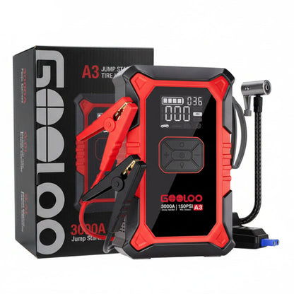 GOOLOO A3 3000A Jump Starter 150PSI Air Compressor Front View