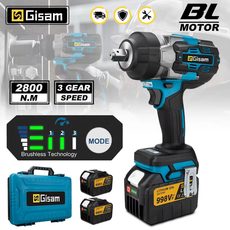 GISAM Impact Wrench Makita 18V Battery Compatible Front View