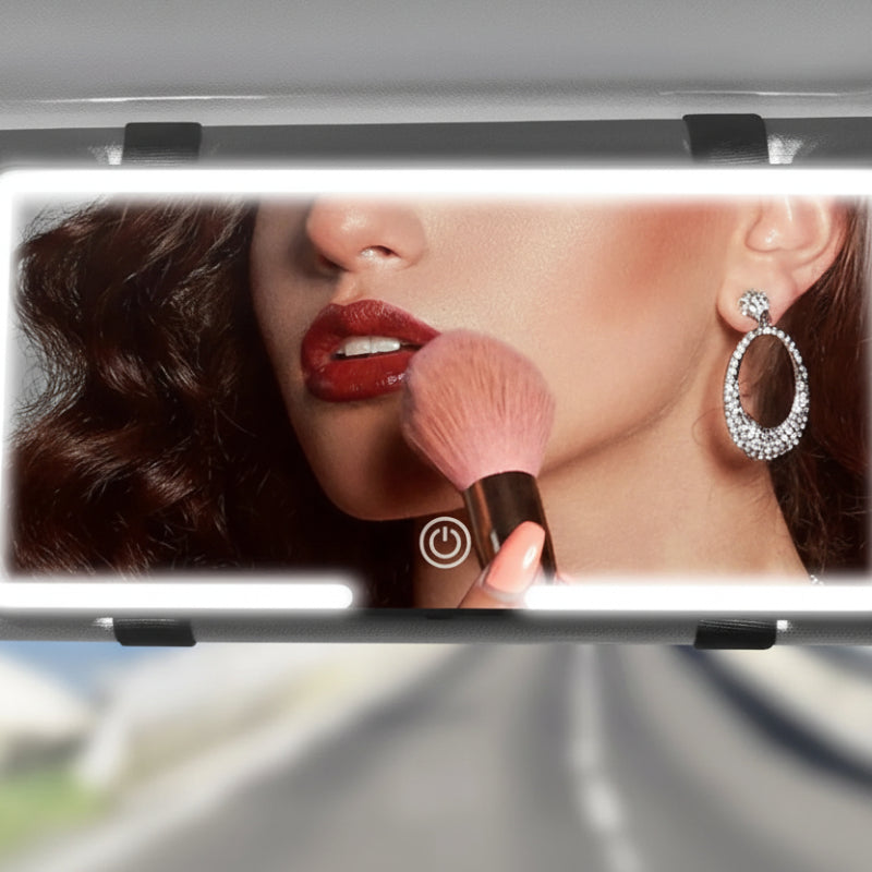 LED Car Makeup HD Mirror Sun Visor Hanging Mirror USB Rechargeable Touch Dimmable