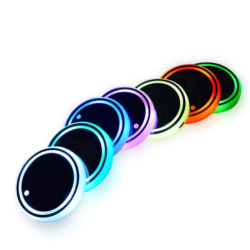 LED Cup Holder Light 7 Colour Ambient Coaster USB Powered