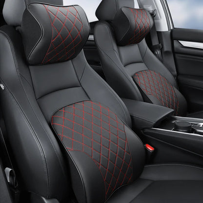 PU Leather Memory Foam Car Pillow Headrest Support Black