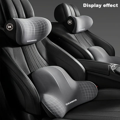 Memory Foam Car Headrest and Lumbar Support Pillow Set Black