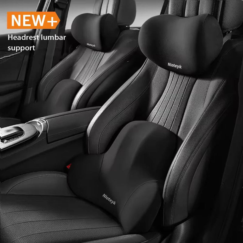 Memory Foam Car Neck Pillow Fibre Cover Grey Waist Lumbar