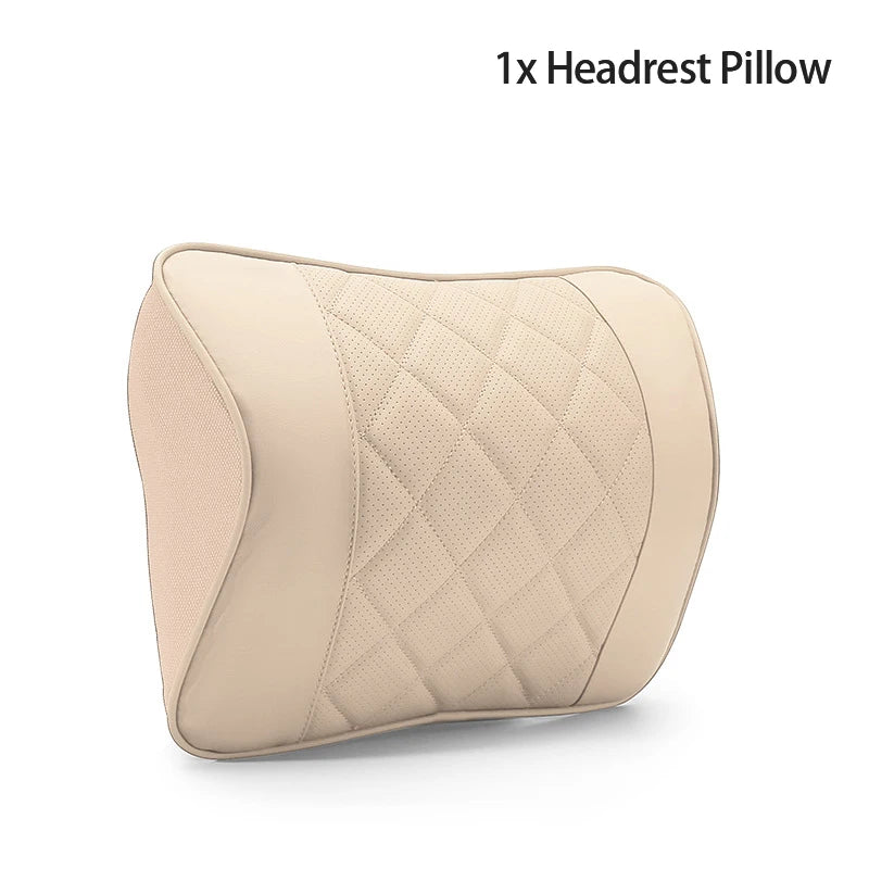 Car Pillow Headrest & Lumbar Support Cushion with Memory Foam