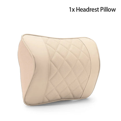 Car Pillow Headrest & Lumbar Support Cushion with Memory Foam