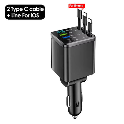 Retractable Car Charger 150W Cable Detail Close Up
