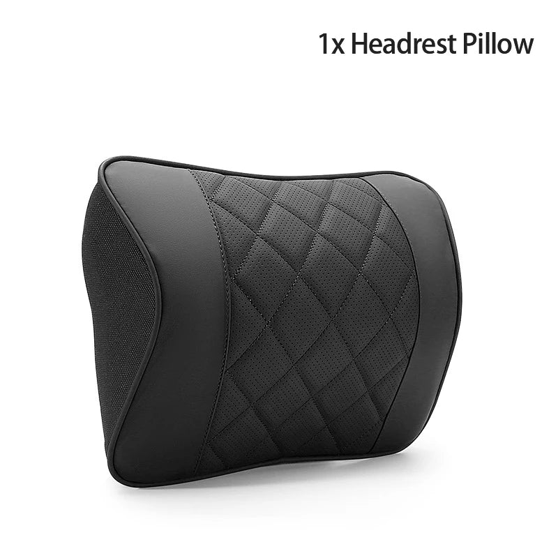 Car Pillow Headrest & Lumbar Support Cushion with Memory Foam