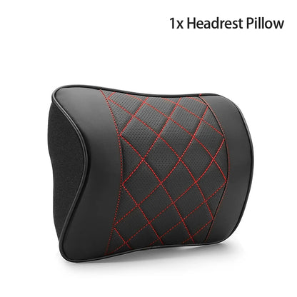 Car Headrest and Lumbar Cushion Set Multiple Colour Options
