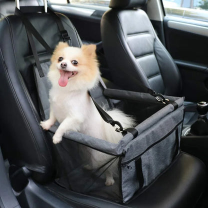 Foldable Dog Car Seat Cover Hammock Black Rear Seat View