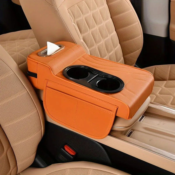 Car Center Armrest Height Extender with Cup Holder Tissue Box and Storage Organizer