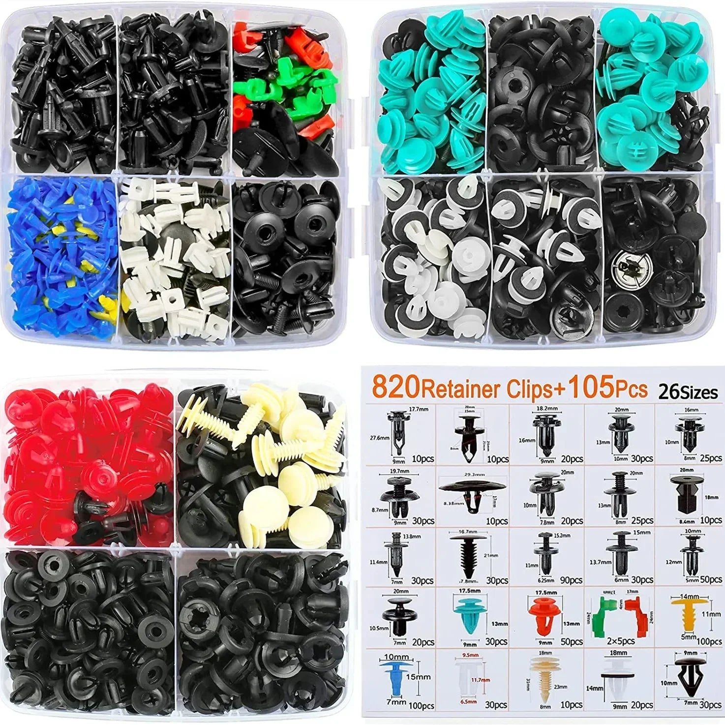 Black Nylon Car Fastener Push Clips Door Trim 5mm to 10mm