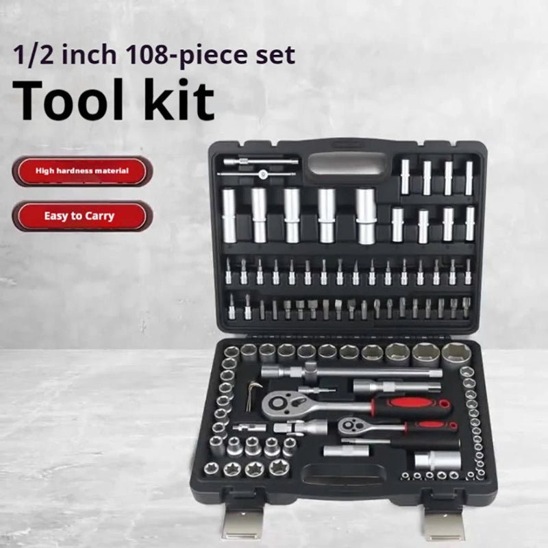 Socket Wrench Ratchet Tool Set (Carbon Steel) 108pcs 