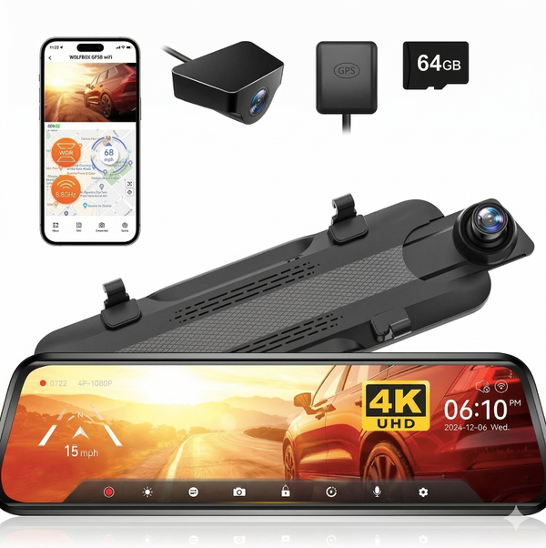 Mirror Dash Cam WiFi GPS 10in WOLFBOX G930 4K