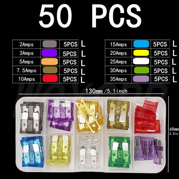 Car Fuse Kit Assortment, Blade Type 2A to 35A Mini Small Medium for Marine and Auto