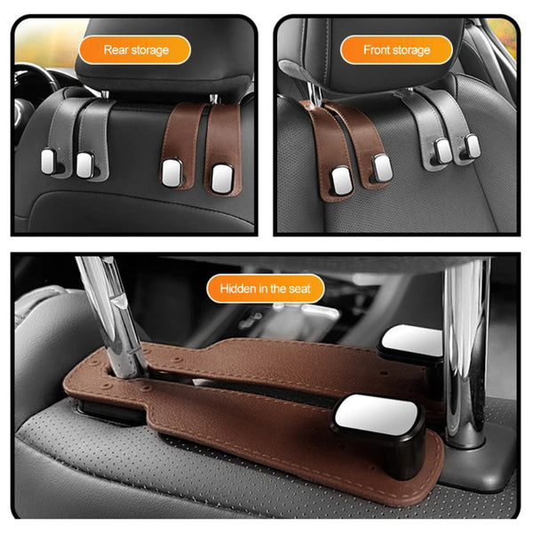 Car Headrest Hook, 20KG Load Bearing Alloy Dual Hanger for Rear Seat