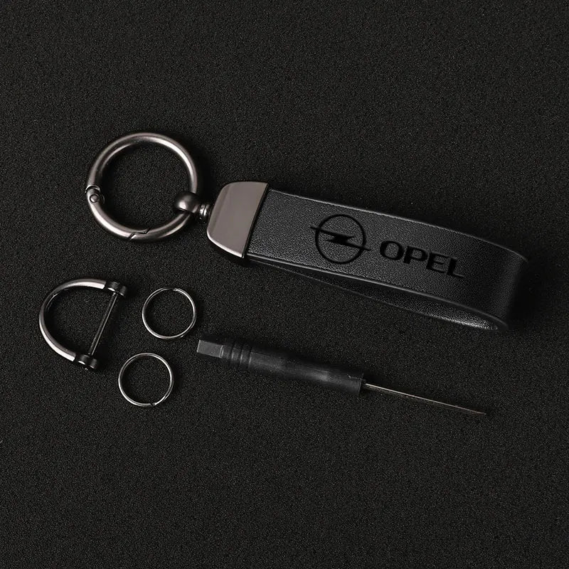 Leather car keychain for Opel Astra