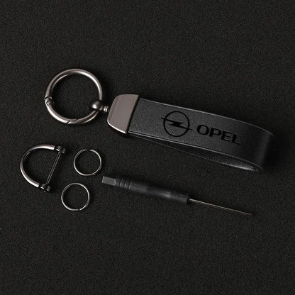 Leather car keychain for Opel Astra