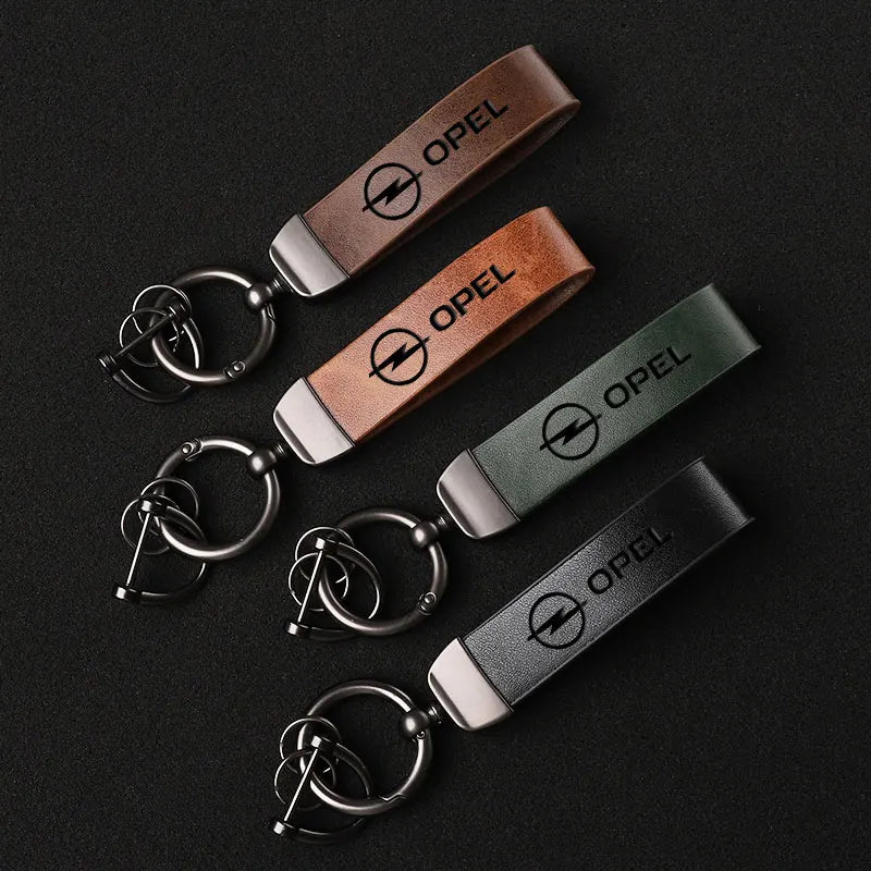 Leather car keychain for Opel Mokka