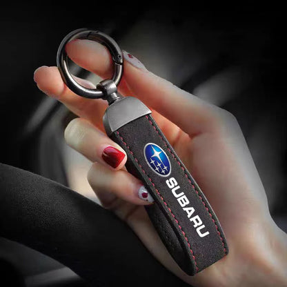 Subaru key ring with suede strap