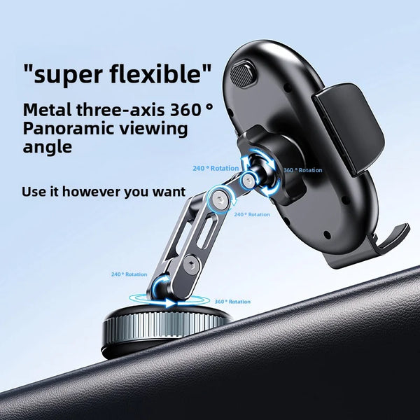 Car Phone Mount, Aluminum Vacuum Suction for Dashboard and Glass
