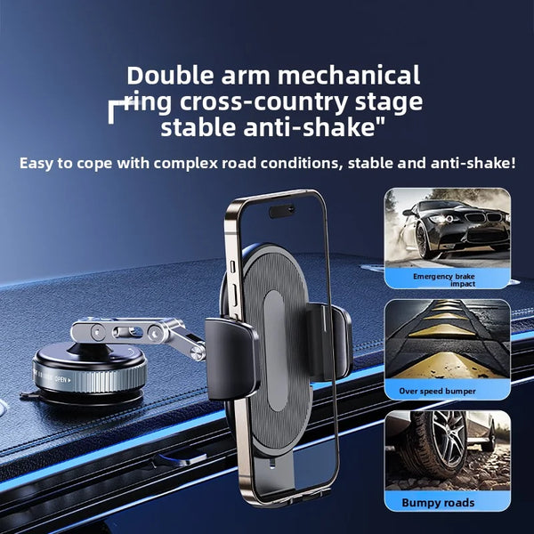 Car Phone Mount, Aluminum Vacuum Suction for Dashboard and Glass