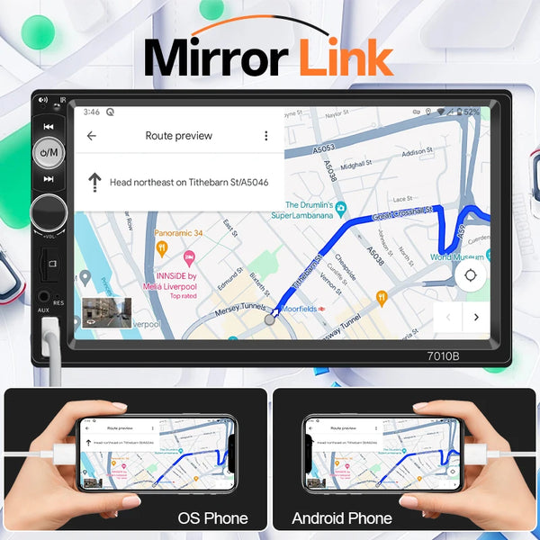 Car Stereo 7 Inch Touch Screen, HIPPCRON HD MP5 Player with Bluetooth and Mirror Link