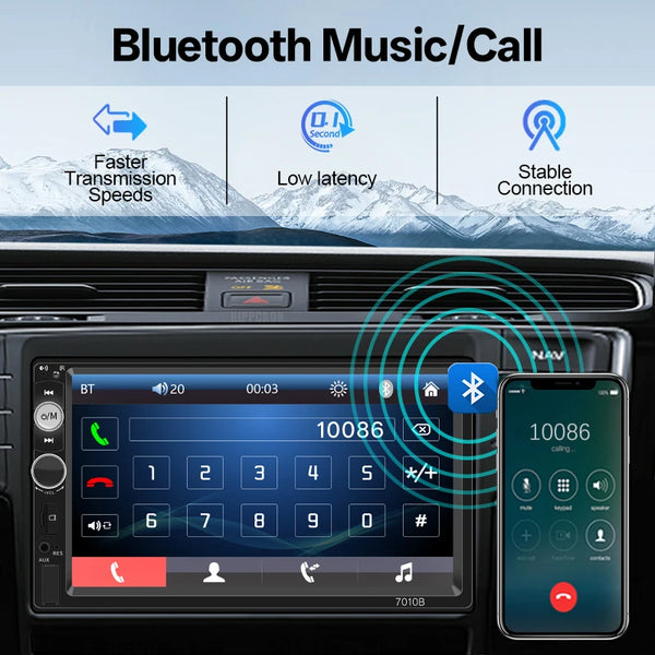 Car Stereo 7 Inch Touch Screen, HIPPCRON HD MP5 Player with Bluetooth and Mirror Link