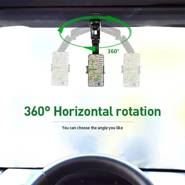 Car Sun Visor Phone Holder, 360 Degree Rotating Clip Mount for Smartphones