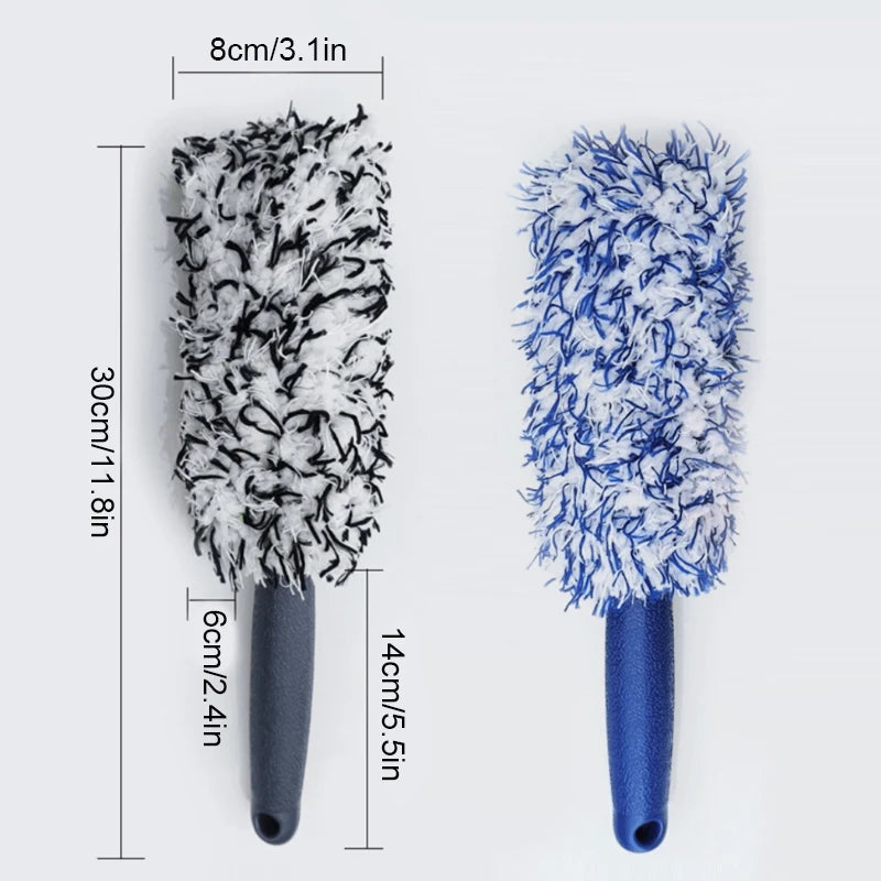 Plush detailing brush for car wheels