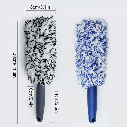 Plush detailing brush for car wheels