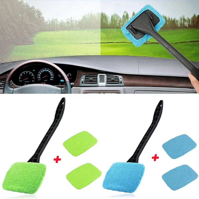 Car window cleaner brush kit with long handle