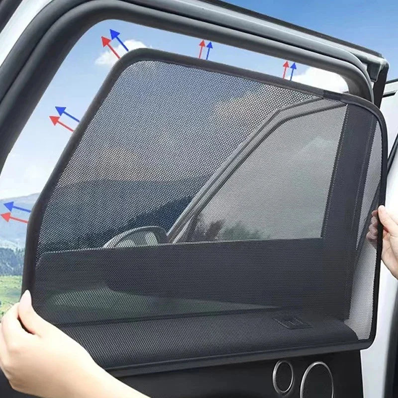 Car window sunshade with suction cup install