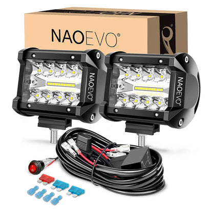 LED Light Bar Offroad 4x4 Pod Lights 4 Inch Pair Front View