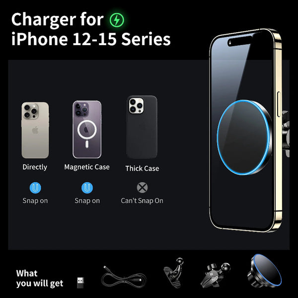 Car Phone Holder MagSafe Mount Charger 15W