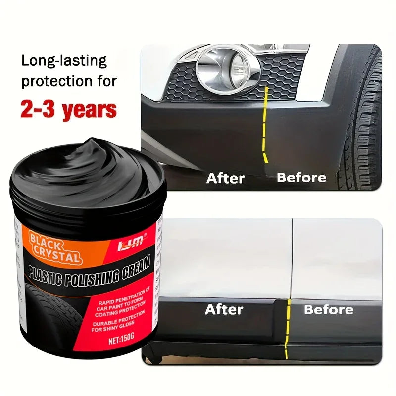 Black crystal polish for car trim